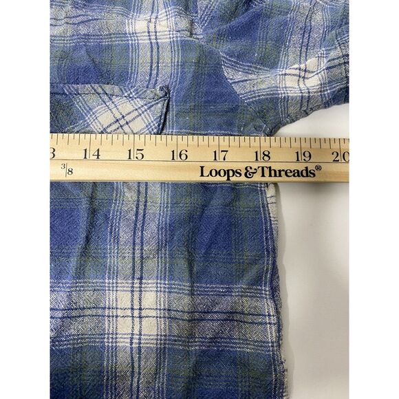 VTG Silk Exchange Blue Plaid Button Up V Neck Short Sleeve Silk Shirt Womens S - Picture 6 of 8